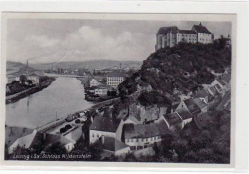 Leisnig Leisnig mit Schloss Mildenstein. Feldpost, mit Stempel von 1942. Gute Erhaltung.