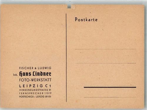 Leipzig Werbung Fischer u. Ludwig Hans Lindner Foto Werkstatt