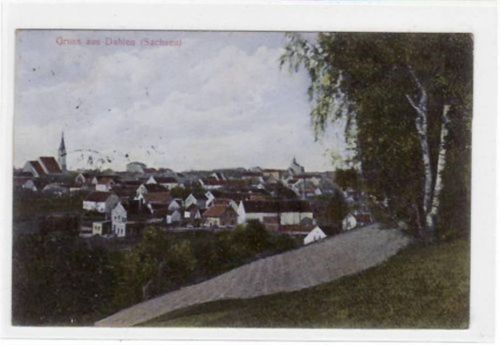 Dahlen Dahlen mit Teilansicht gelaufen von 1909. Leichte Stempelspuren, sonst gut erhalten.