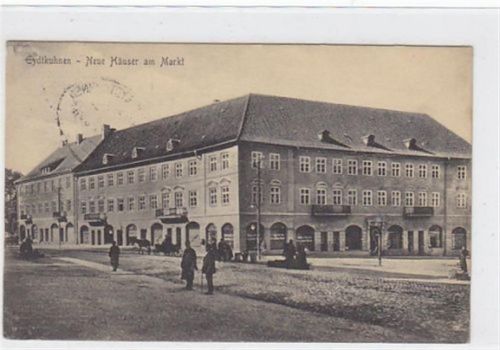 Ebenrode Eydtkuhnen / Eydtkau - Tschernyschewskoje Neue Häuser am Markt gelaufen 1926. Leichte Stempelspuren, sonst gut erhalten.