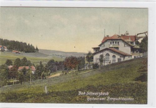 Bad Schwarzbach Bad Schwarzbach - Czerniawa-Zdrój / Kreis Lauban - Luban. Restaurant Bergschlösschen gelaufen 1910. Gute Erhaltung.
