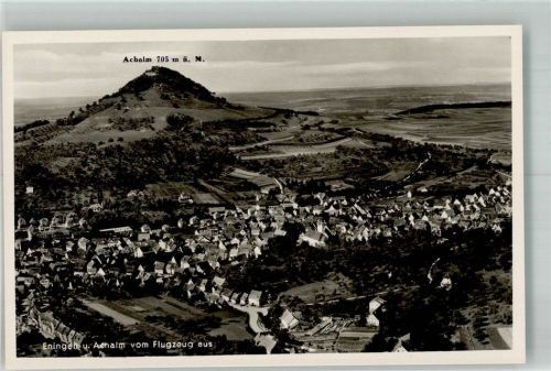 Eningen 1936 Fliegeraufnahme des Ortes mit der Achalm