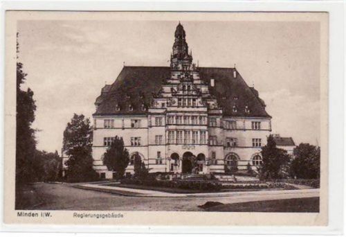 Minden Minden mit Regierungsgebäude gelaufen, mit Stempel von 1930, Marke entfernt. Gute Erhaltung.