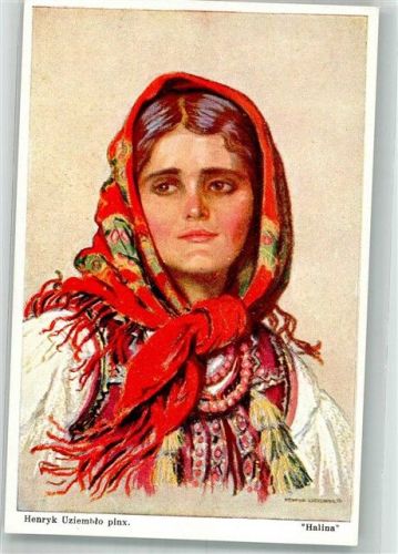 Krakau sign. Uziemblo, Henryk Die junge Frau Halina in bunter Tracht Galeria Polska 617