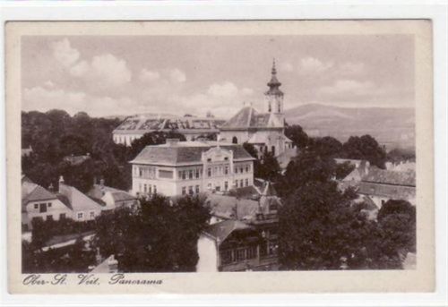 Wien Ober- St. Veit mit Panorama gelaufen, mit Marke und Stempel von 1943 kleiner Knick oben rechts, sonst gut erhalten