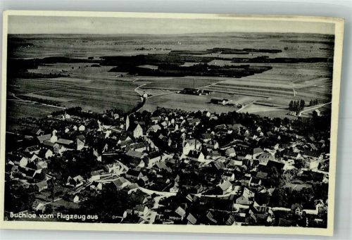 86807 W8938 Buchloe Foto AK Fliegeraufnahme des Ortes mit Kirche Mariä Himmelfahrt
