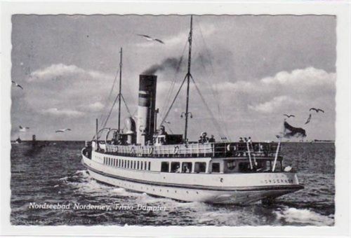 Norderney Norderney mit Frisia Dampfer gelaufen, 1960. Gute Erhaltung.