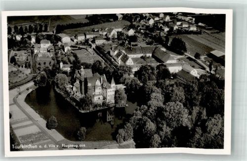 Taufkirchen 1939 Fliegeraufnahme des Ortes mit Wasserschloss Taufkirchen