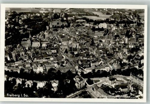 Freiberg 1938 Fliegeraufnahme des Ortes mit Stadtkirche St. Petri