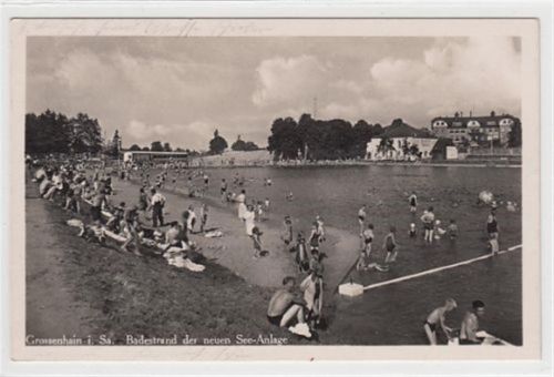 Großenhain Grossenhain. Badestrand der neuen See - Anlage. Feldpost, Stempel von 1940. Gute Erhaltung.
