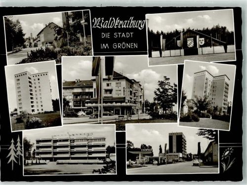 Waldkraiburg Tankstelle Hochhaus Auto Fahnen Wappen