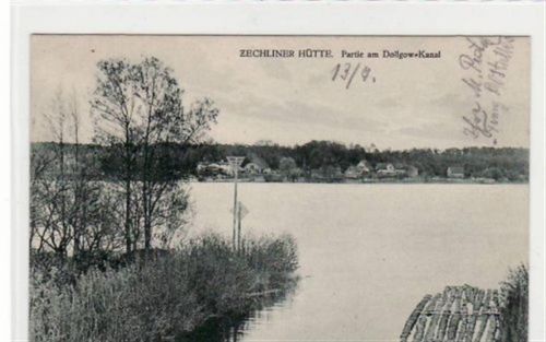 Zechliner Hütte. Abgebildet ist eine Partie am Dollgow-Kanal. Postalisch befördert mit Marke und Stempel 1928. Top Erhaltung.