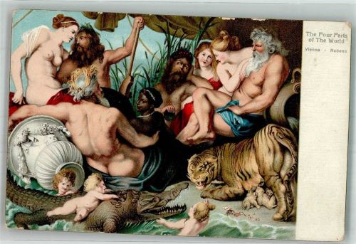 sign. Rubens P.P. Erotik Die 4 Teile der Welt Tiger Krokodil 29752