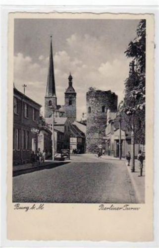 Burg Burg bei Magdeburg mit Berliner Turm gelaufen von 1938. Top Erhaltung.