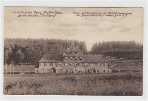 Benneckenstein BennEcke nstein mit Vereinslazarett Georg Zeidler-Haus gelaufen von 1918. Gut erhalten.