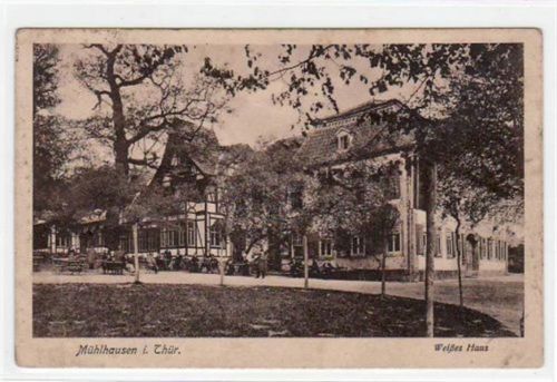Mühlhausen Mühlhausen mit Partie am Weissen Haus. Feldpost, mit Stempel von 1918 kleiner Knick unten links, leicht stockfleckig, sonst gut erhalten.