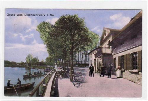 Kohren mit Lindenvorwerk gelaufen von 1914. leichte Eckabschürfungen und Rändern, leichter Stempeldurchdruck, sonst gut erhalten.