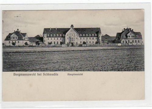 Schkeuditz Schkeuditz mit Hauptansicht von Bergmannswohl gelaufen von 1913 kleiner Knick unten rechts, sonst gut erhalten.