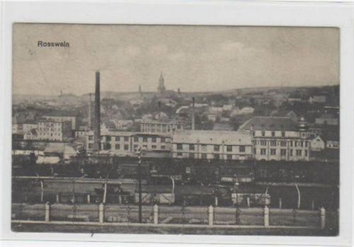 Roßwein mit Teilansicht gelaufen von 1926. Gute Erhaltung.