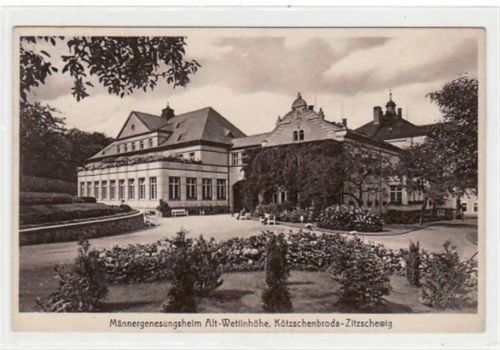 Kötzschenbroda-Zitzschewig mit Männergenesungsheim " Alt - Wettinhöhe " gelaufen von 1933. Gute Erhaltung.