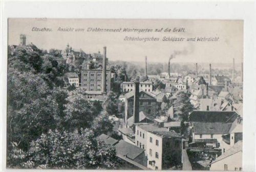 Glauchau Glauchau mit Blick a.d. Gräfl. Schönburgschen Schlösser und Wehrdicht gelaufen von 1907. Gute Erhaltung.