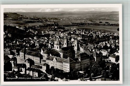 Weingarten 1938 Fliegeraufnahme vom Kloster mit Basilika St. Martin