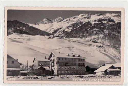 Sölden mit Gasthof Sonne im Winter ungelaufen Top Erhaltung.