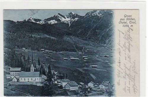 Sölden, ötztal in Tirol mit Gesamtansicht gelaufen von 1910. Gute Erhaltung.