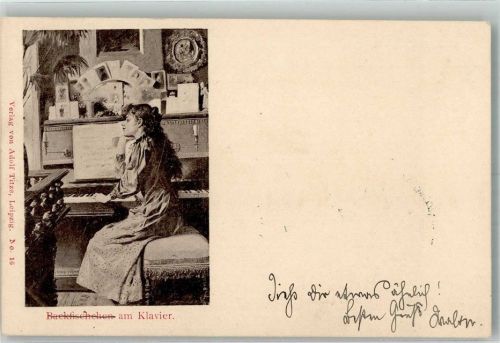 1898 Junge Frau am Klavier Adelskorrespondenz