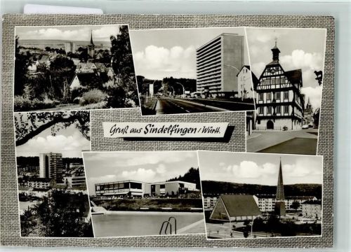 71063 W7032 Sindelfingen - Fachwerkhaus Schwimmbad Hochhaus Kirche