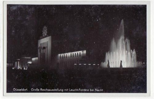 Düsseldorf Ausstellung Schaffendes Volk 1937 Leucht-Fontäne bei Nacht. ungelaufen jedoch frankiert. Leicht fleckig, sonst gut erhalten