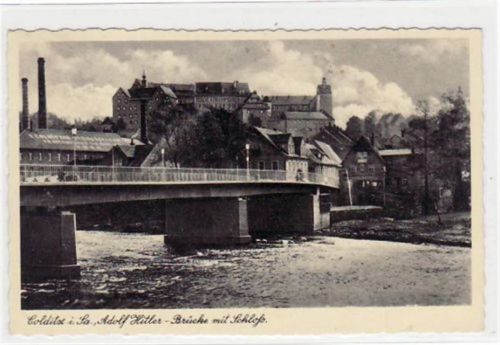 Colditz Colditz mit Adolf Hitler - Brücke und Schloß gelaufen von 1930. Gute Erhaltung. WK II