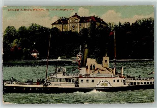 Insel Mainau 1914 Schloss Landungsplatz Raddampfer Stadt Meersburg