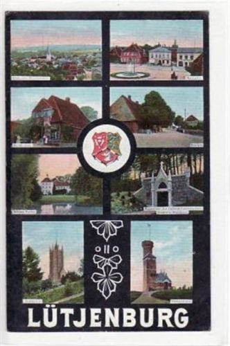 Lütjenburg, 8 Abbildungen mit Marktplatz gelaufen, 1914. Gute Erhaltung.