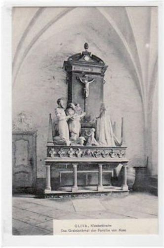 Oliva / Oliwa mit Klosterkirche, Grabmal der Familie von Koss. ungelaufen handschriftliches Datum von 1905. Gute Erhaltung.