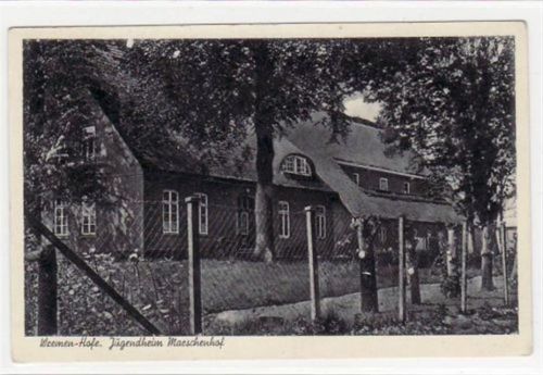 Wremen - Hofe mit Jugendheim Marschenhof gelaufen, 1951. Leichter Bug unten rechts, sonst gut erhalten