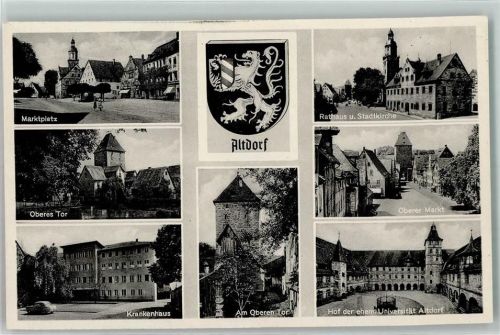 Altdorf Marktplatz Rathaus Kirche Oberes Tor Krankenhaus Wappen