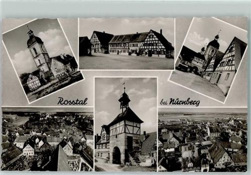 90574 W8501 Roßtal - St. Laurentiuskirche Fachwerkhäuser Torbogen