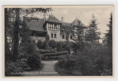 Bad Altheide Herzbad Altheide / Polanica-Zdrój - Kreis Glatz / Klodzko. Villa Waldschlösschen gelaufen 1938. Rückseite leicht stockfleckig, sonst gut erhalten