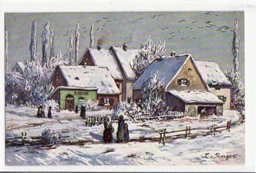 Fürstenfeldbruck Künstlerkarte Fürstenfeldbrucker Künstlerkolonie. Künstler L. v. Senger. Häuser und Personen im Winter ungelaufen kleiner Knick an der rechten oberen Ecke , sonst gut erhalten