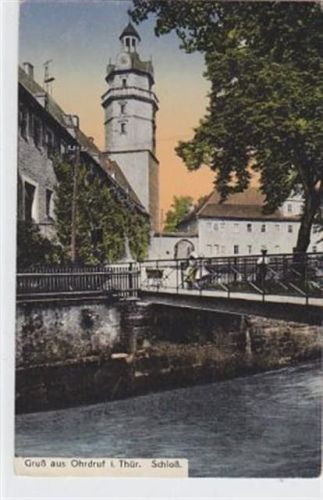 Ohrdruf Gruß aus Ohrdruf i. Thür. Schloß. 1917 Feldpost leichte Eckabschürfungen, sonst gut erhalten.
