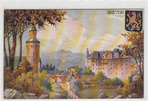 Idstein Idstein, Künstlerkarte. Burg Etichestein gelaufen, 1906. Leichter Stempeldurchdruck, kleiner Knick oben links, sonst gut erhalten