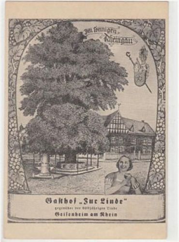 Geisenheim Geisenheim am Rhein. Gasthof zur Linde ungelaufen kleiner Knick unten rechts, sehr weiche Karte, sonst gut erhalten