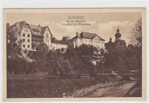 Bad Altheide Altheide - Polanica-Zdrój / Kreis Glatz - Klodzko. Partie an der Weistritz mit Klosterhof und Waisenhaus ungelaufen Rückseite leicht fleckig, sonst gut erhalten