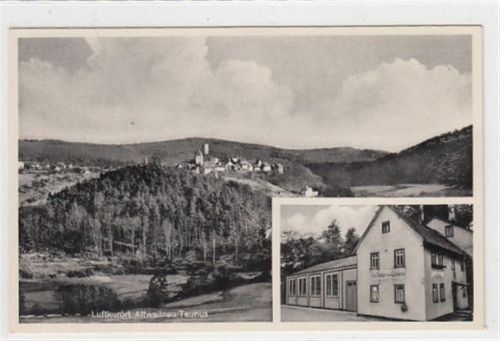 Altweilnau im Taunus. Totale mit Gasthaus " Zum Löwen " im kleinen Bild ungelaufen Gute Erhaltung.