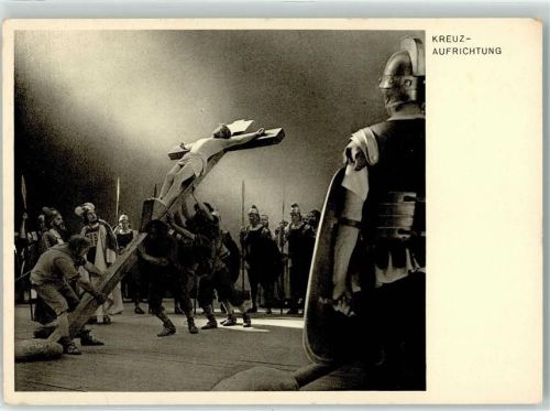 Oberammergau Kreuz Aufrichtung Passionsspiele 1950 AK