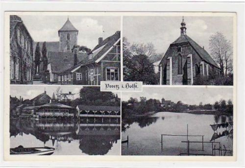 Preetz, 4 Abbildungen mit Kirche gelaufen, 1956. Gute Erhaltung.