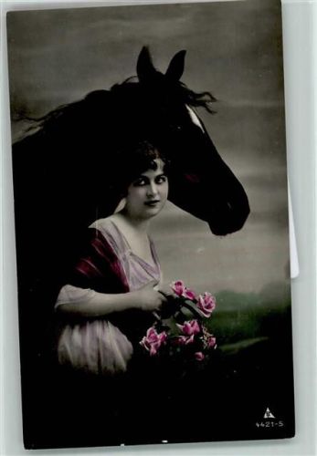 Frau mit einem Pferd handcoloriert Verlag Photochemie Serie 4421-5 AK