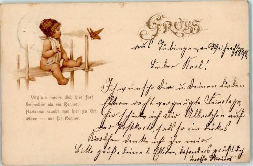 1898 Baby mit einer Zigarre Reim : Havanna raucht man hier zu Ort