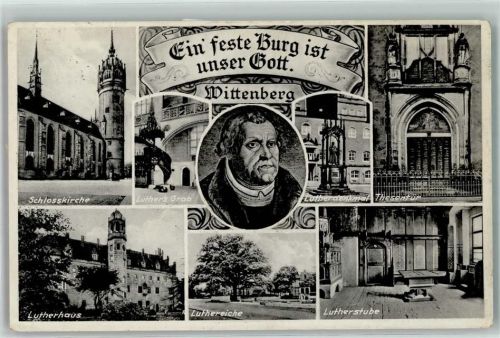 Lutherstadt Wittenberg 1933 Schlosskirche Thesentür Denkmal AK